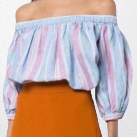 - NWT FRAME OFF SHOULDER LINEN TOP - Picture 1 of 4